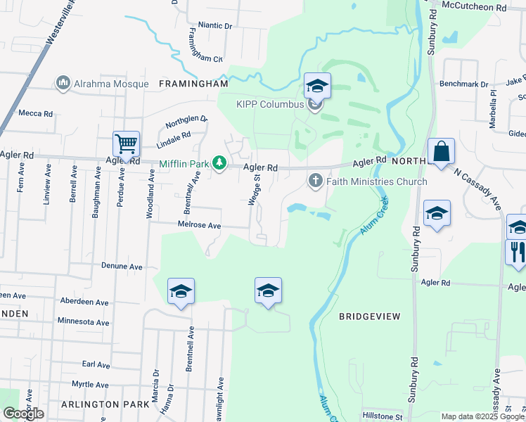 map of restaurants, bars, coffee shops, grocery stores, and more near 2694 Divot Place in Columbus