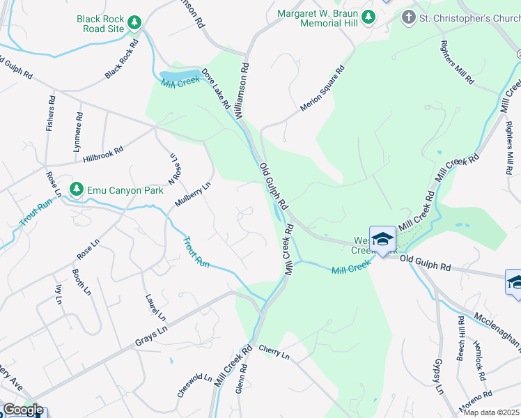 map of restaurants, bars, coffee shops, grocery stores, and more near 647 Robinson Ln in Haverford