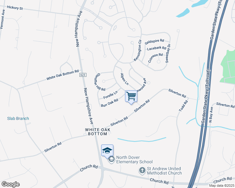 map of restaurants, bars, coffee shops, grocery stores, and more near 1493 Forelle Lane in Toms River