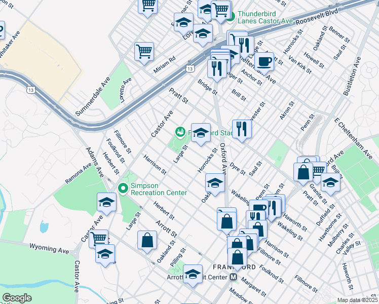 map of restaurants, bars, coffee shops, grocery stores, and more near 1118 Haworth Street in Philadelphia