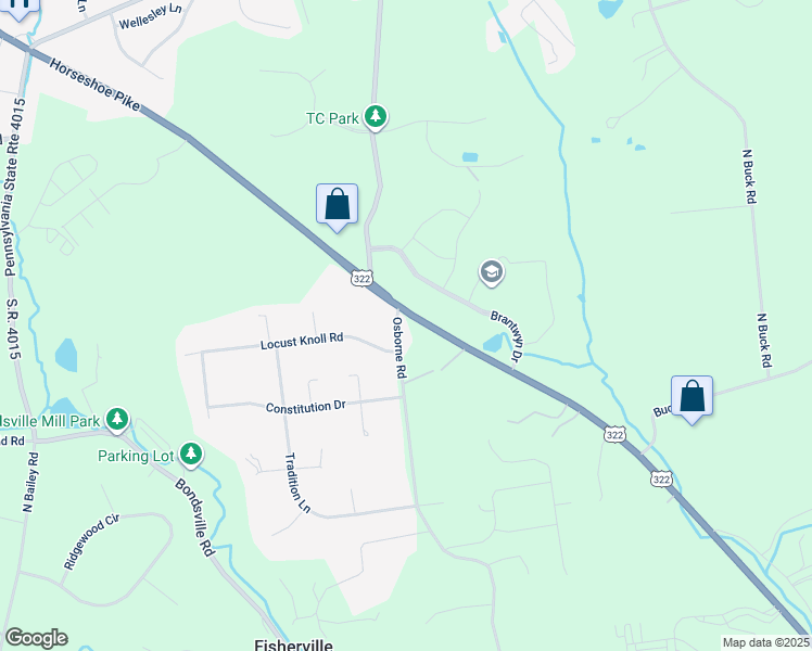 map of restaurants, bars, coffee shops, grocery stores, and more near 1050 Horseshoe Pike in Downingtown