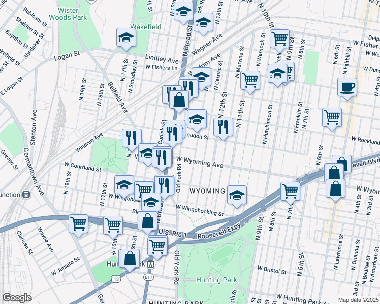 map of restaurants, bars, coffee shops, grocery stores, and more near 1310 West Mentor Street in Philadelphia