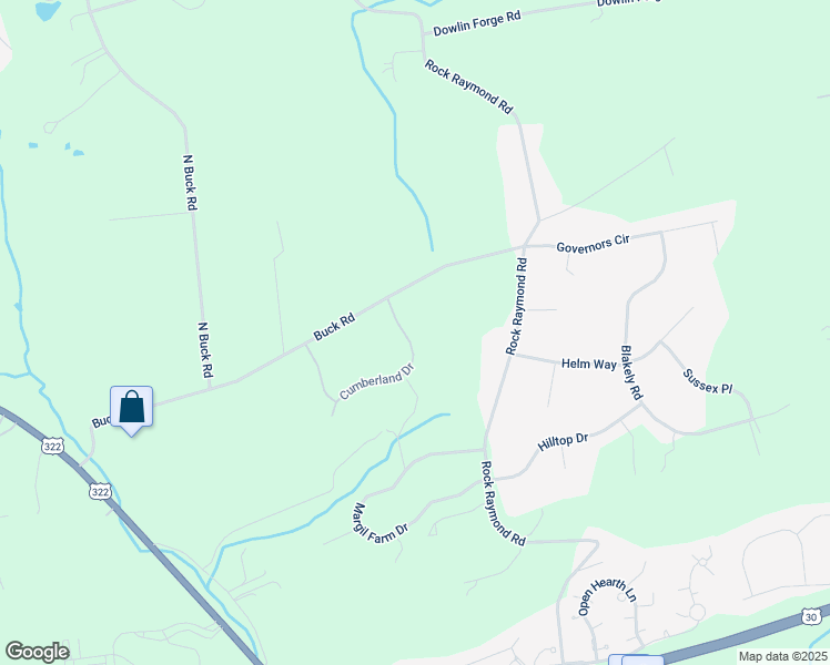 map of restaurants, bars, coffee shops, grocery stores, and more near 14 Cumberland Drive in Downingtown