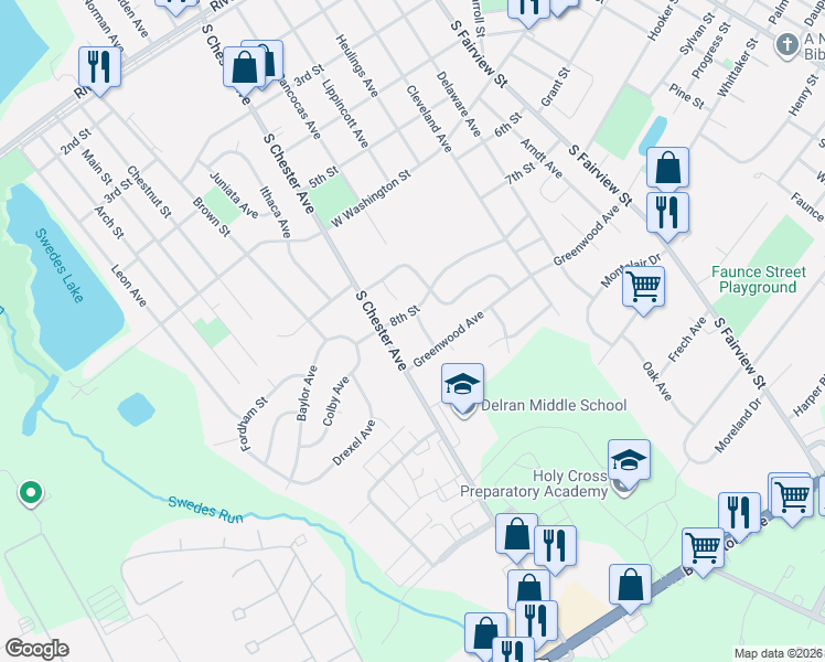 map of restaurants, bars, coffee shops, grocery stores, and more near 603 Greenwood Avenue in Riverside