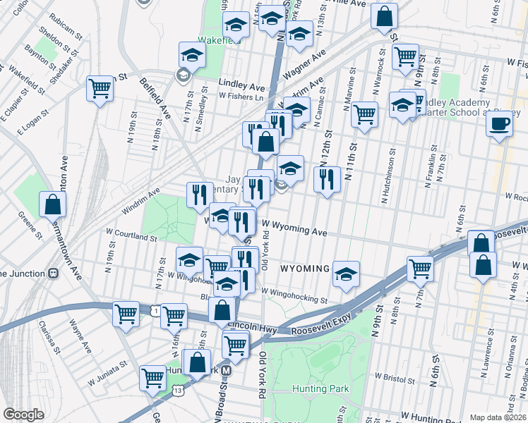 map of restaurants, bars, coffee shops, grocery stores, and more near in Philadelphia