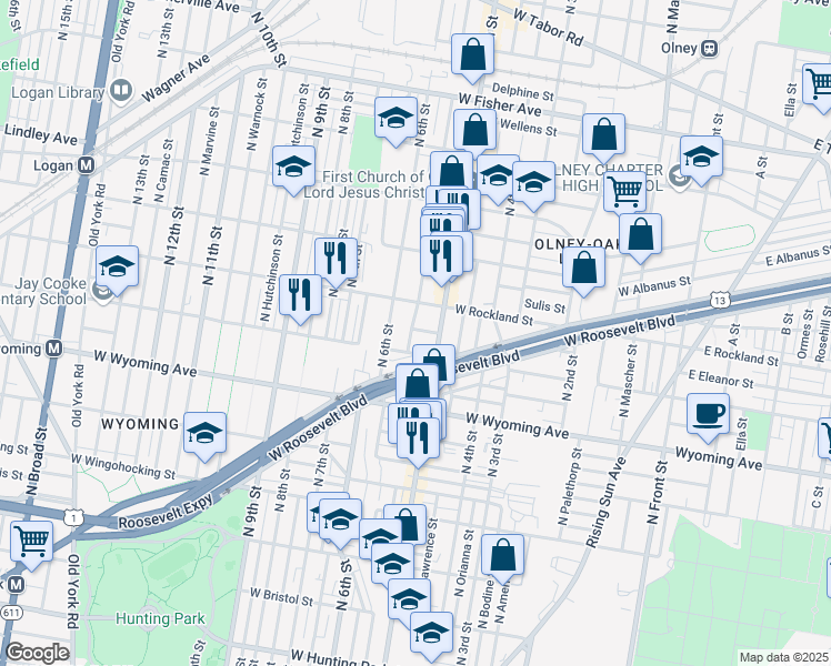 map of restaurants, bars, coffee shops, grocery stores, and more near 524 West Eleanor Street in Philadelphia