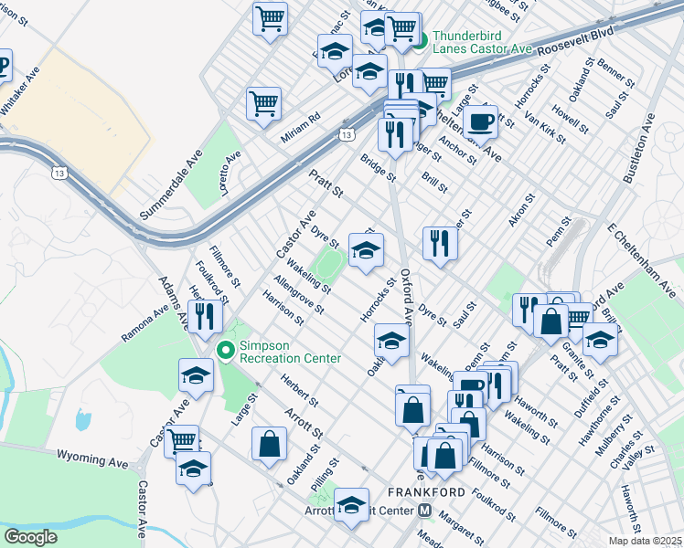 map of restaurants, bars, coffee shops, grocery stores, and more near 1118 Haworth Street in Philadelphia