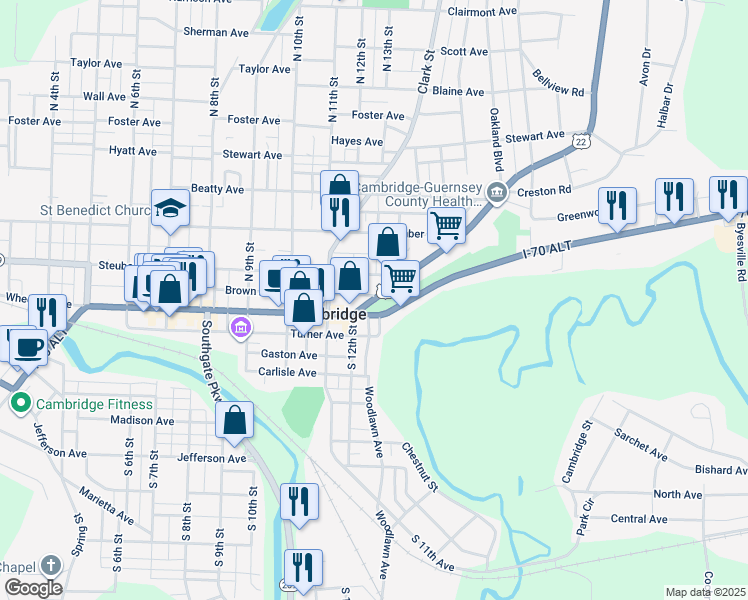map of restaurants, bars, coffee shops, grocery stores, and more near 220 Highland Avenue in Cambridge