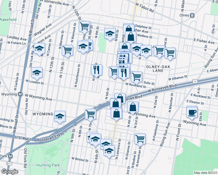map of restaurants, bars, coffee shops, grocery stores, and more near 4835 North 6th Street in Philadelphia