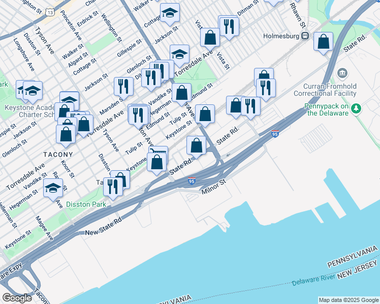 map of restaurants, bars, coffee shops, grocery stores, and more near 4952 Wellington Street in Philadelphia