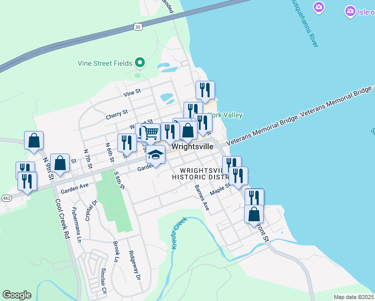 map of restaurants, bars, coffee shops, grocery stores, and more near in Wrightsville