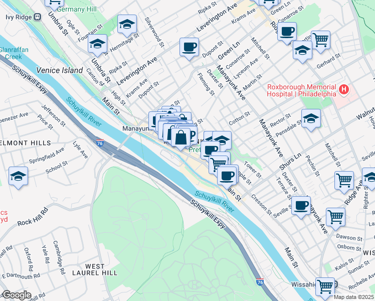map of restaurants, bars, coffee shops, grocery stores, and more near in Philadelphia