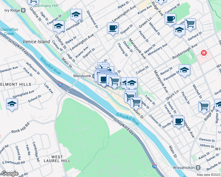 map of restaurants, bars, coffee shops, grocery stores, and more near in Philadelphia