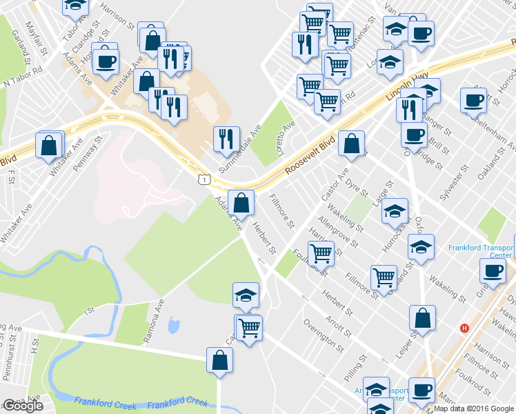map of restaurants, bars, coffee shops, grocery stores, and more near 4737 Ramona Avenue in Philadelphia