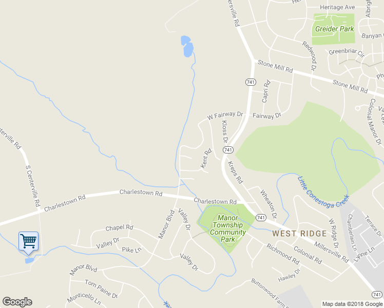 map of restaurants, bars, coffee shops, grocery stores, and more near 119 Townhouse Lane in Lancaster