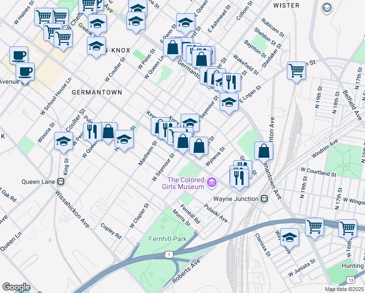 map of restaurants, bars, coffee shops, grocery stores, and more near in Philadelphia