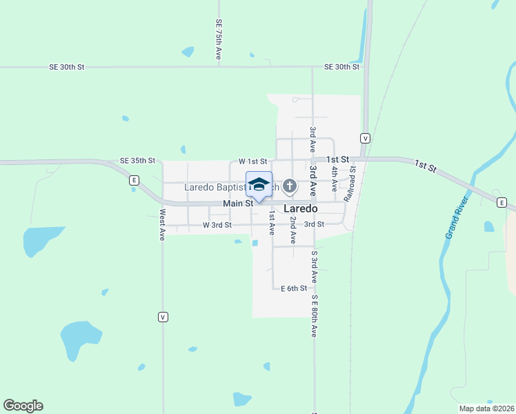 map of restaurants, bars, coffee shops, grocery stores, and more near 106 Main Street in Laredo