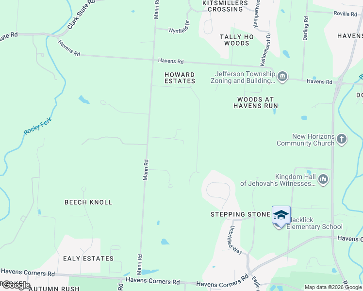 map of restaurants, bars, coffee shops, grocery stores, and more near 3450 Mann Road in Blacklick