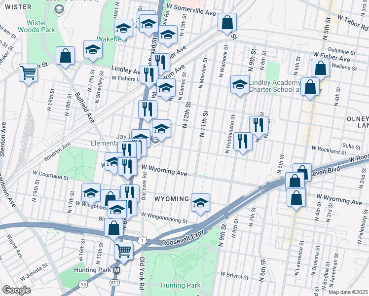 map of restaurants, bars, coffee shops, grocery stores, and more near 4806 North 12th Street in Philadelphia