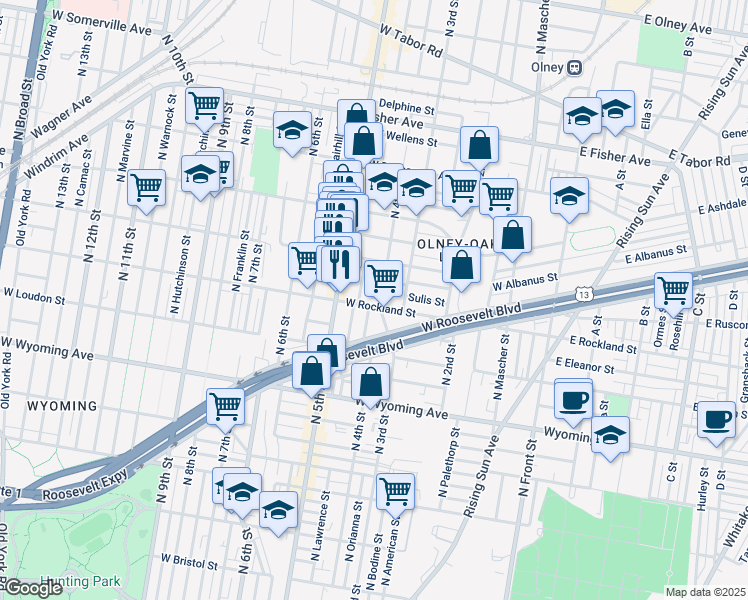 map of restaurants, bars, coffee shops, grocery stores, and more near 4919 North 4th Street in Philadelphia
