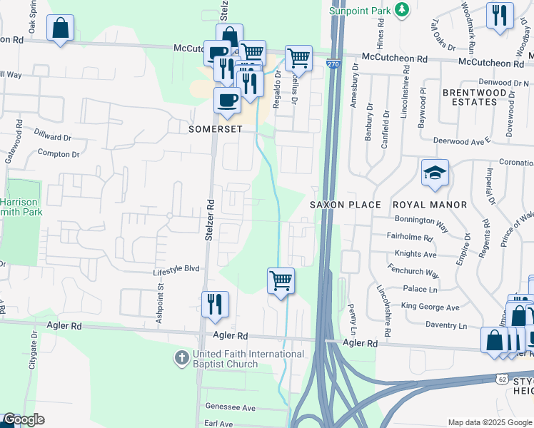 map of restaurants, bars, coffee shops, grocery stores, and more near 3840 Codet Road in Columbus