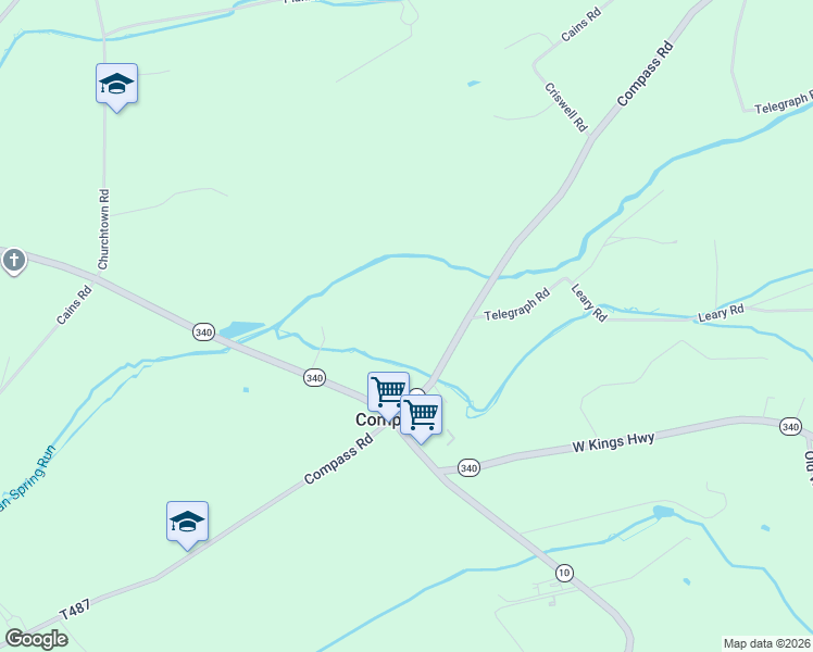 map of restaurants, bars, coffee shops, grocery stores, and more near 1505 West Kings Highway in Gap