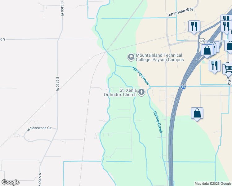 map of restaurants, bars, coffee shops, grocery stores, and more near 4775 West 11200 South in Payson