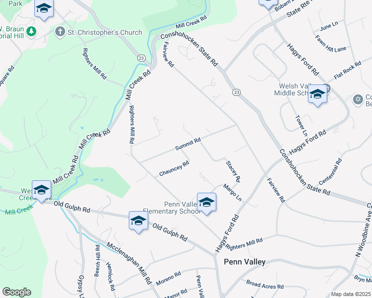 map of restaurants, bars, coffee shops, grocery stores, and more near 901 Summit Road in Penn Valley