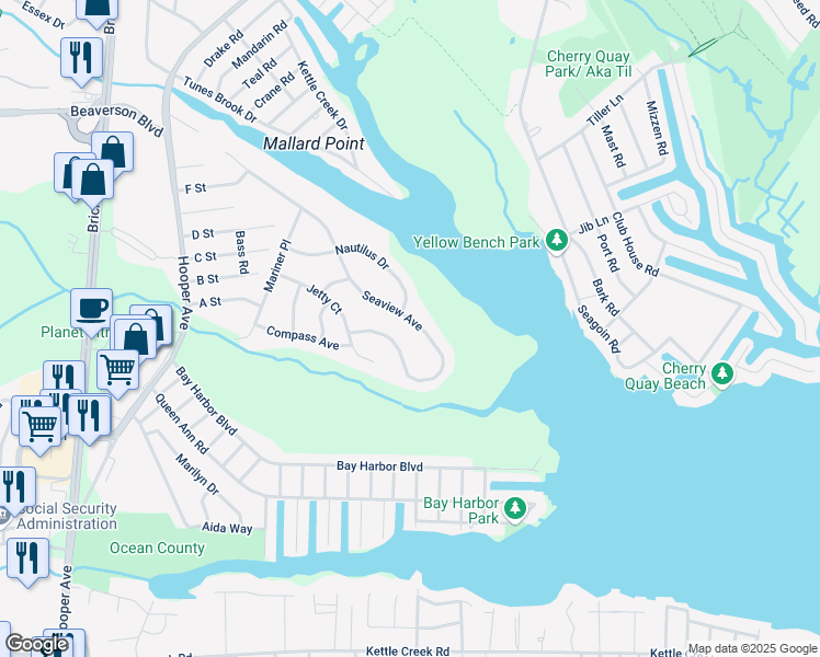 map of restaurants, bars, coffee shops, grocery stores, and more near 81 Seaview Avenue in Brick