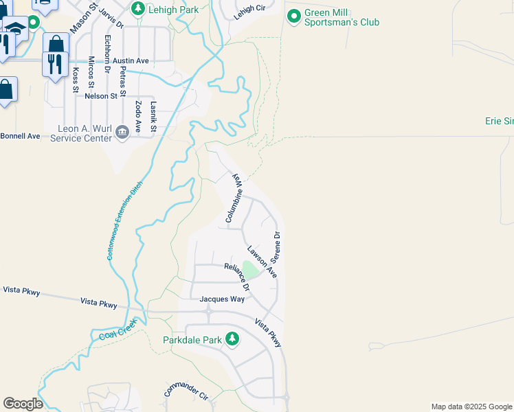 map of restaurants, bars, coffee shops, grocery stores, and more near 1222 Serene Drive in Erie