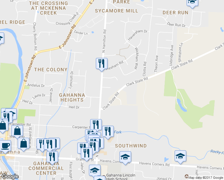 map of restaurants, bars, coffee shops, grocery stores, and more near 465 Allanby Court in Columbus