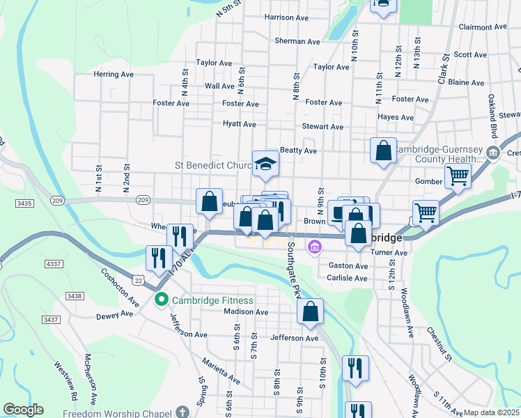 map of restaurants, bars, coffee shops, grocery stores, and more near 612 Steubenville Avenue in Cambridge
