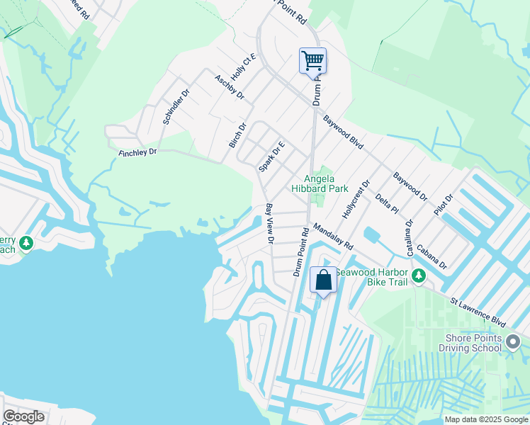 map of restaurants, bars, coffee shops, grocery stores, and more near 64 Bay View Drive in Brick Township