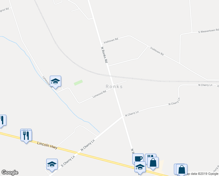 map of restaurants, bars, coffee shops, grocery stores, and more near 5 Lynwood Road in Ronks