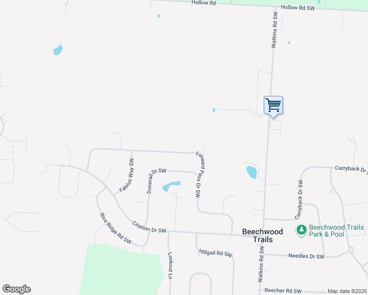 map of restaurants, bars, coffee shops, grocery stores, and more near 582 Forward Pass Road Southwest in Pataskala
