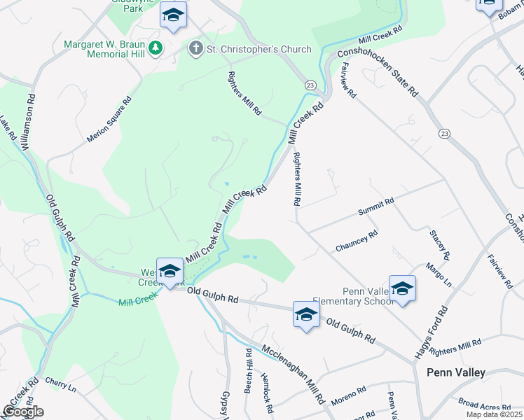 map of restaurants, bars, coffee shops, grocery stores, and more near 801 Mill Creek Road in Gladwyne