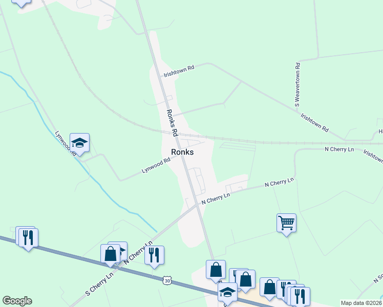 map of restaurants, bars, coffee shops, grocery stores, and more near in Ronks