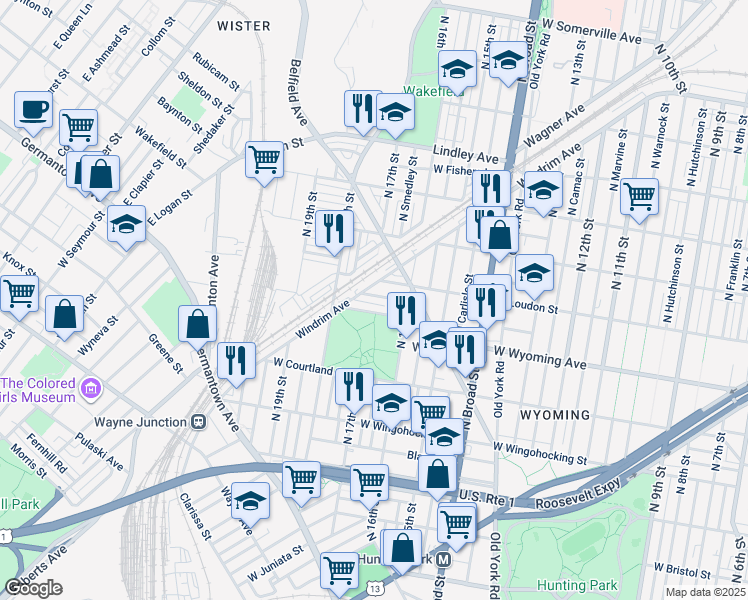 map of restaurants, bars, coffee shops, grocery stores, and more near 1644 West Mentor Street in Philadelphia