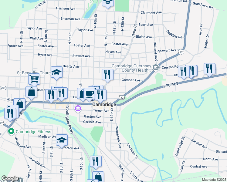 map of restaurants, bars, coffee shops, grocery stores, and more near 1131 Steubenville Avenue in Cambridge