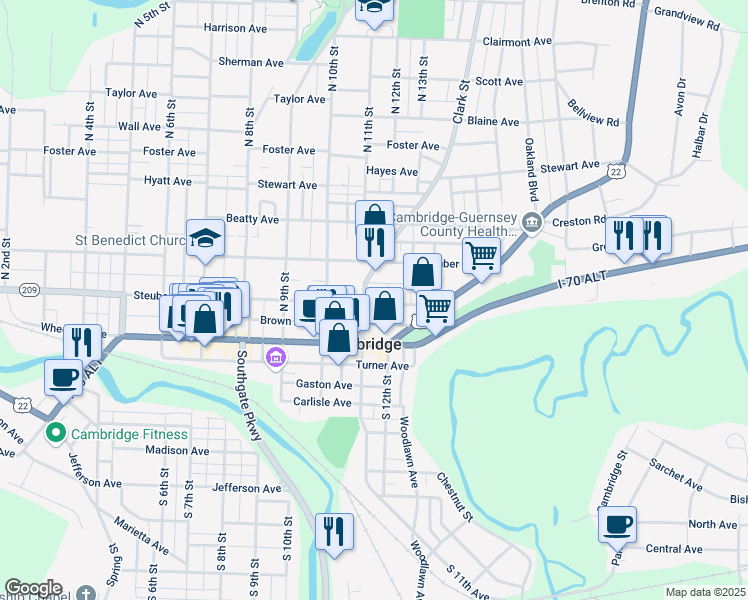 map of restaurants, bars, coffee shops, grocery stores, and more near 1001-1099 Steubenville Avenue in Cambridge