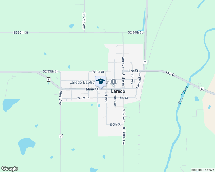 map of restaurants, bars, coffee shops, grocery stores, and more near 106 Main Street in Laredo