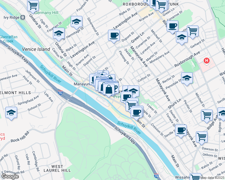 map of restaurants, bars, coffee shops, grocery stores, and more near 120 Grape Street in Philadelphia