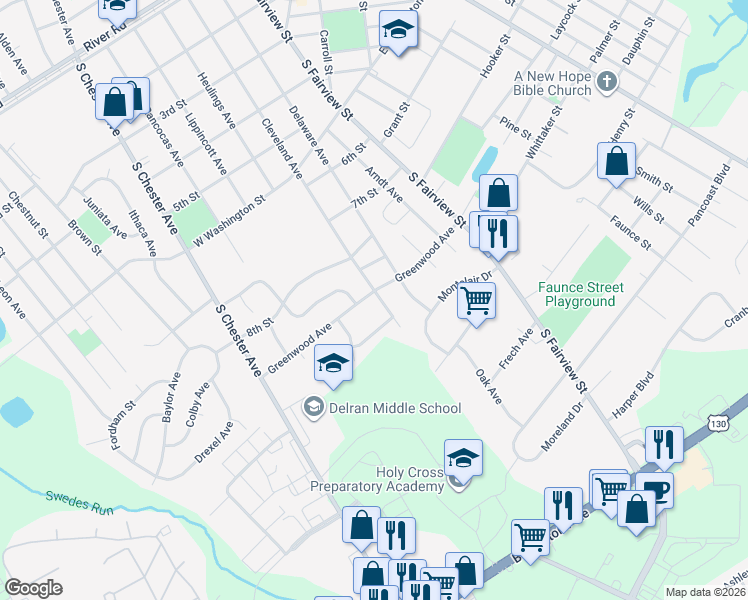 map of restaurants, bars, coffee shops, grocery stores, and more near 502 Greenwood Avenue in Riverside