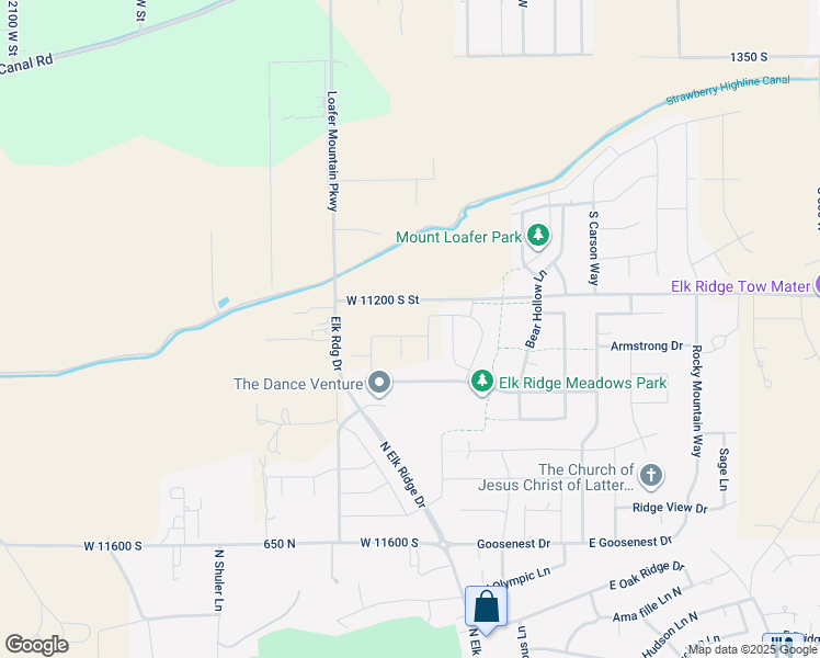 map of restaurants, bars, coffee shops, grocery stores, and more near 412 West Ambleview Way in Elk Ridge