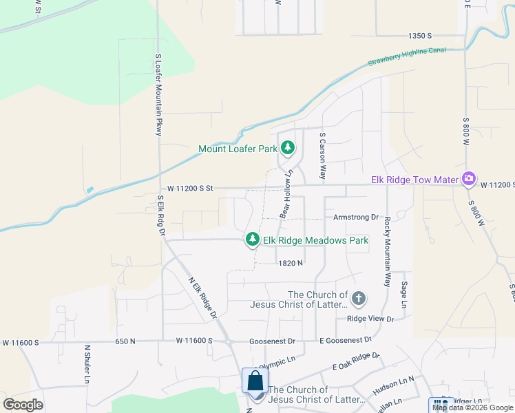 map of restaurants, bars, coffee shops, grocery stores, and more near 1272 North Horizon View Loop in Elk Ridge
