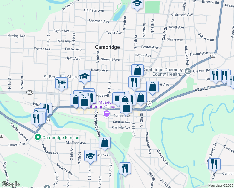 map of restaurants, bars, coffee shops, grocery stores, and more near 951 Steubenville Avenue in Cambridge