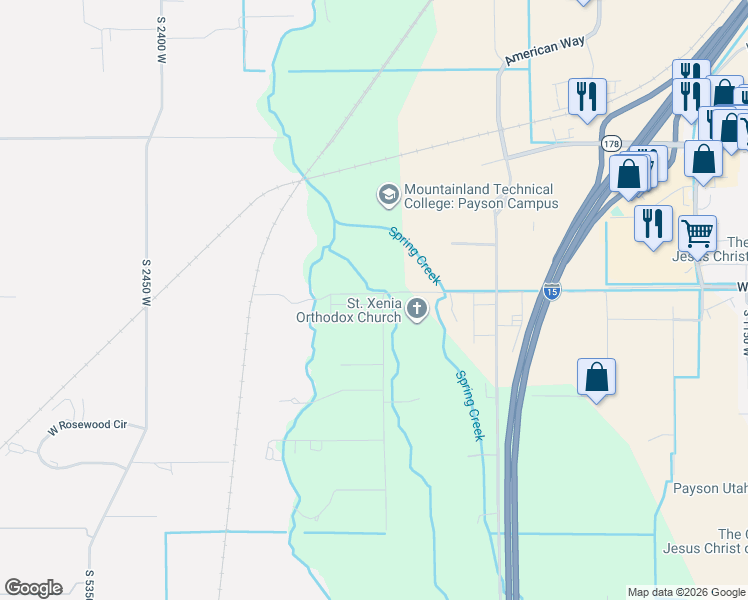 map of restaurants, bars, coffee shops, grocery stores, and more near 4775 West 11200 South in Payson