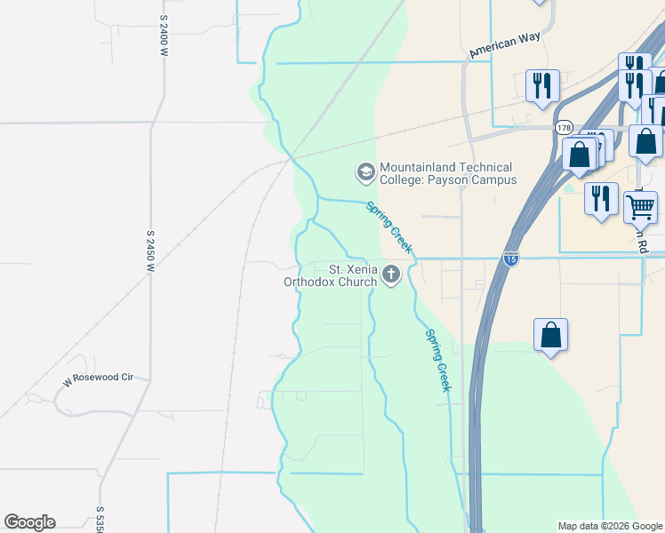 map of restaurants, bars, coffee shops, grocery stores, and more near 4775 West 11200 South in Payson