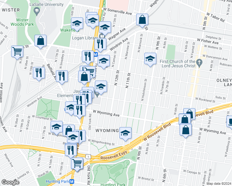 map of restaurants, bars, coffee shops, grocery stores, and more near 4806 North 12th Street in Philadelphia