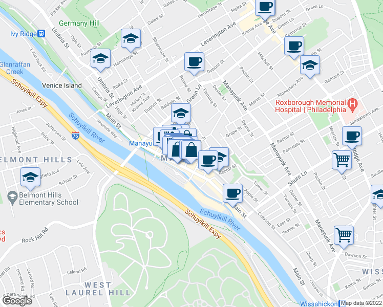 map of restaurants, bars, coffee shops, grocery stores, and more near 120 Grape Street in Philadelphia